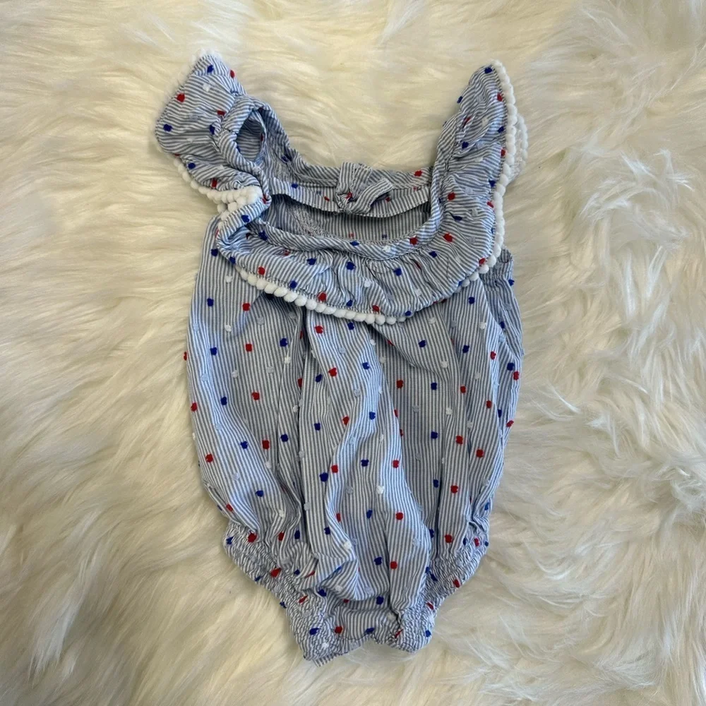 5/$30 Cat & Jack red white blue baby girl romper​